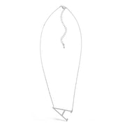 SILVER LETTER A CHARM STATEMENT NECKLACE # HNN90630R Rhodium (OE4)