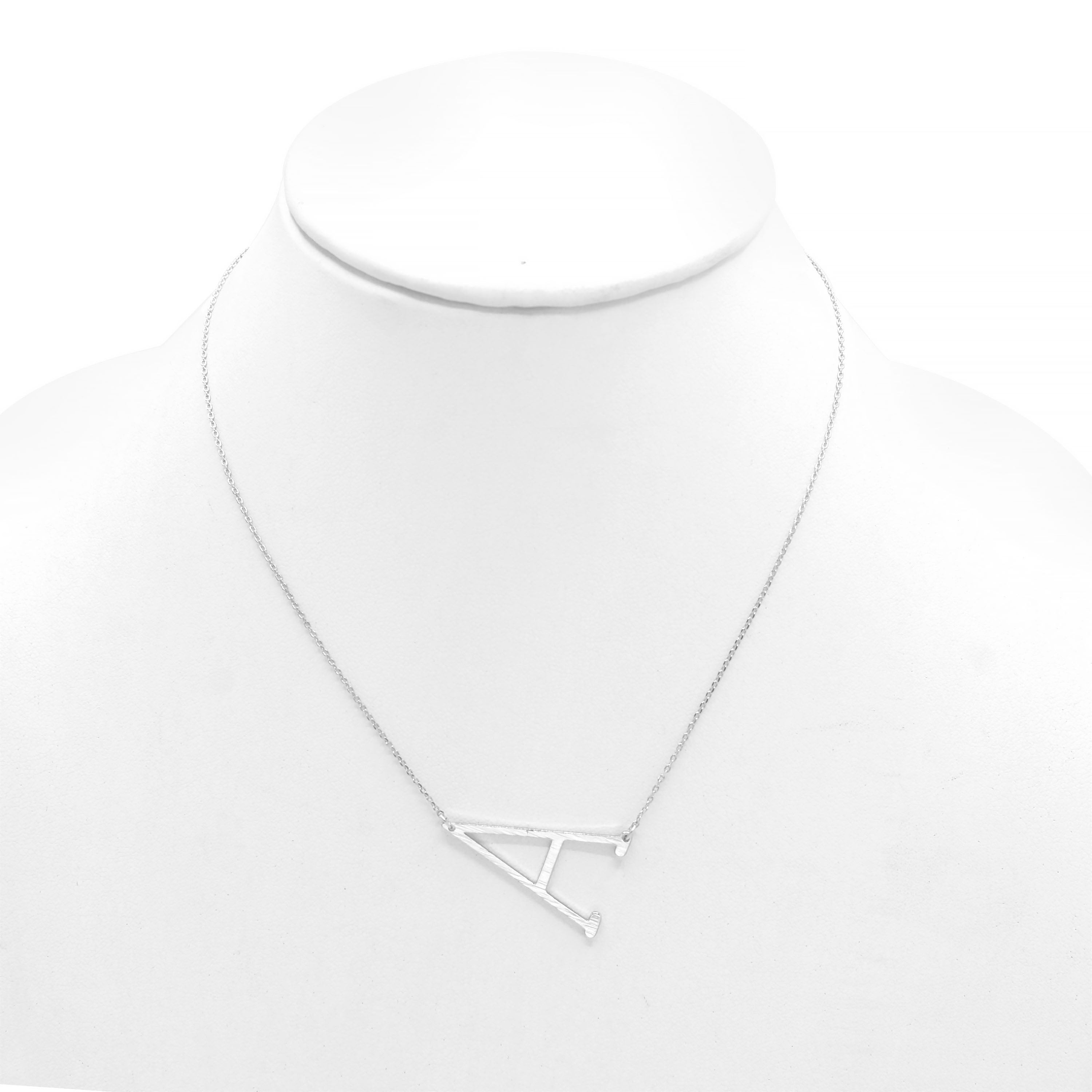 SILVER LETTER A CHARM STATEMENT NECKLACE # HNN90630R Rhodium (OE4)