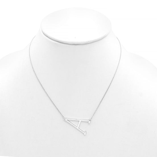 SILVER LETTER A CHARM STATEMENT NECKLACE # HNN90630R Rhodium (OE4)