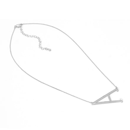 SILVER LETTER A CHARM STATEMENT NECKLACE # HNN90630R Rhodium (OE4)