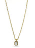 Gold clear crystal square pendant link chain necklace#HNN90864G(SG13)