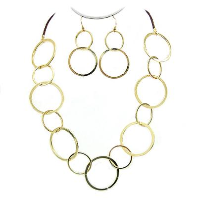 CIRCLE LINK EARRINGS AND NECKLACES SET #HNN+E4730