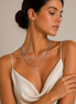 Silver Plated Triple Layer Necklace and Earrings set #HNN+E90878S(JD4)