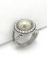 RHODIUM PEARL AND CRYSTAL RING# HNR90737#7