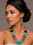 Gold Multicolor Seed Bead Statement Layer Necklace#N2216-MLT