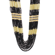 GOLD BLACK SEED BEAD STATEMENT NECKLACE #N2216GBLK