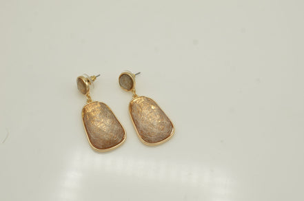 GOLD CHAMPAGNE GEOMETRIC FACETED DANGLE DROP EARRINGS #SQGN9122607CH