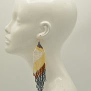 Cream,White,Black, And hematite Bohemian Seed Bead Long Tassel Earrings #SH-ER-1196(OD26)