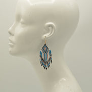 Blue, Black, White, and Champagne Bohemian Seed Bead Tassel Earrings #SH-ER-1210(RC15)