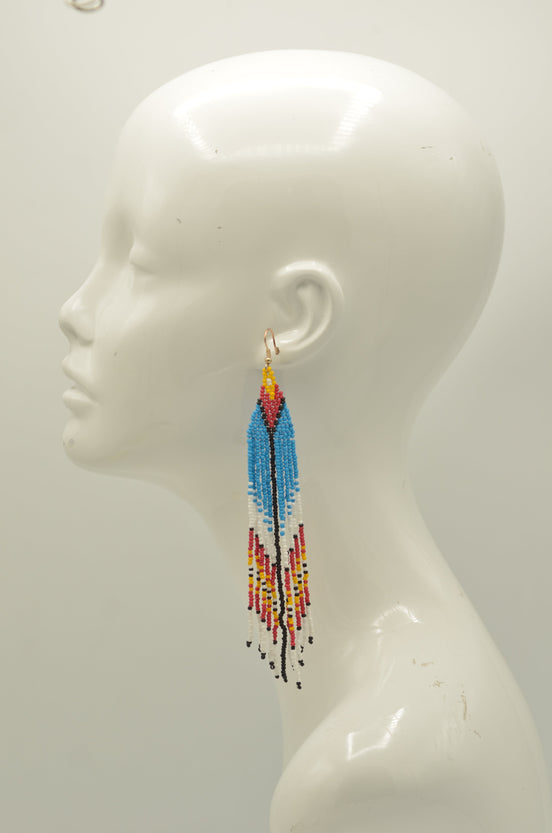 Multi-color Bohemian Seed Bead Long Tassel Earrings #SH-ER-1208(OG25)