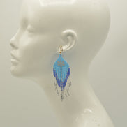 Blue White and Grey Bohemian Seed Bead Tassel Earrings#ER-1138(OF27)