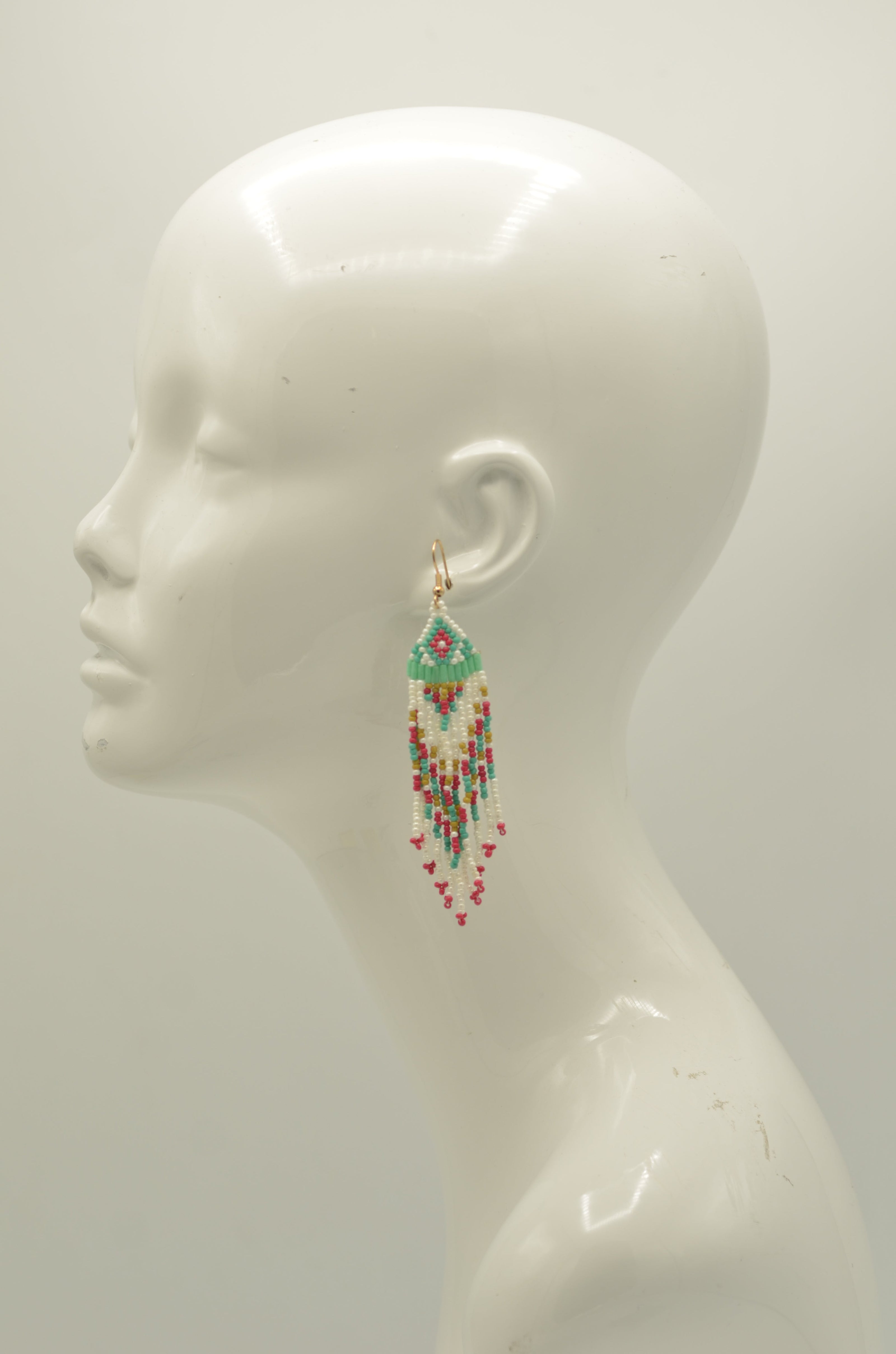 Turquoise and Multi-Color Bohemian Seed Bead Tassel Earrings #SH-ER-1205(OF26)