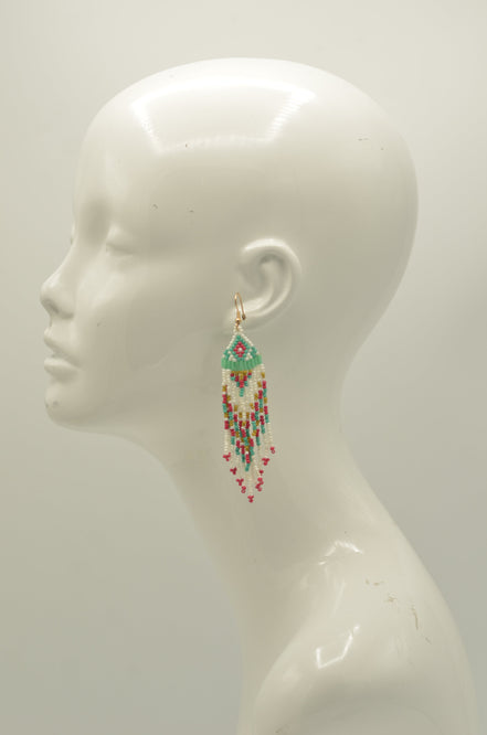 Turquoise and Multi-Color Bohemian Seed Bead Tassel Earrings #SH-ER-1205(OF26)