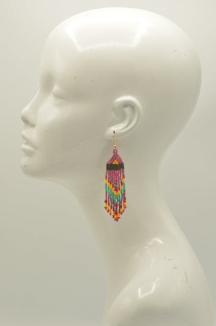 Multi-color Bohemian Seed Bead Tassel Earrings #SH-ER-1200(TB17)