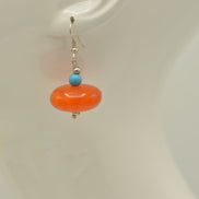 Silver Amber and Turquoise Bead Drop Earrings#FWNK-1808-28-ER