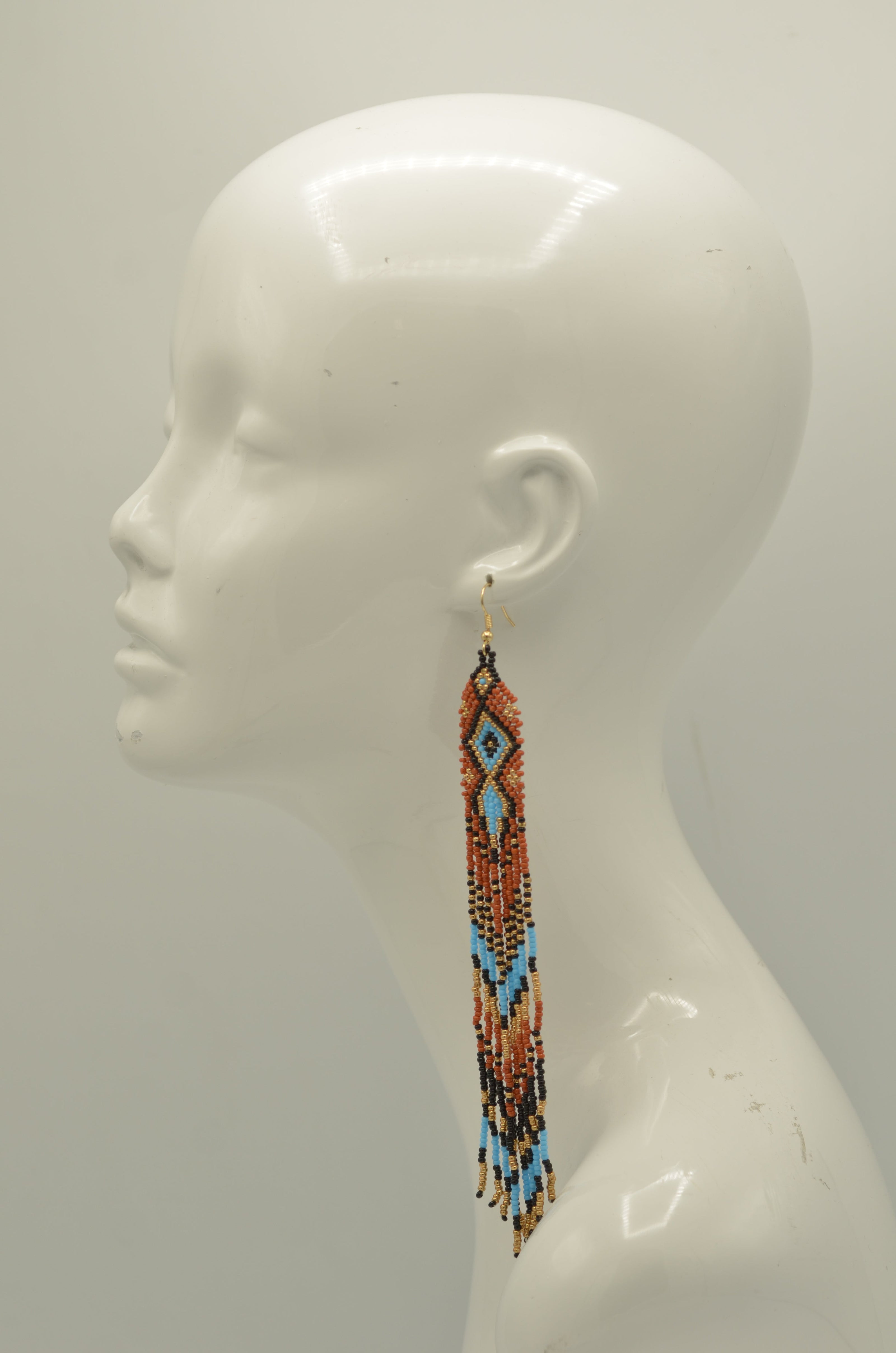 Multi-Color Bohemian Seed Bead Long Tassel Earrings – 7