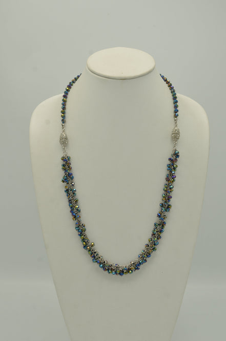 Rainbow Crystal Glass Beads adjustable Necklace #FW1239NVM (U SEC)