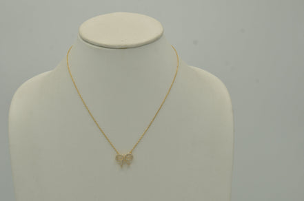 Gold Crystal Bow Pendant Necklace# HNN90868G(SA10)