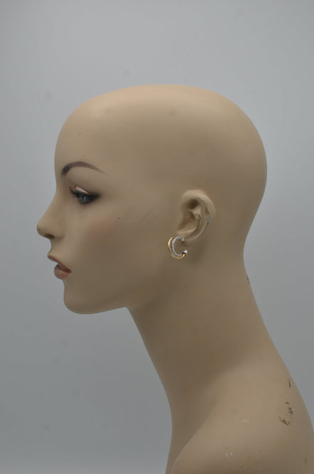 Two Tone Crossover small Hoop Earrings# HNE90905(FC22)