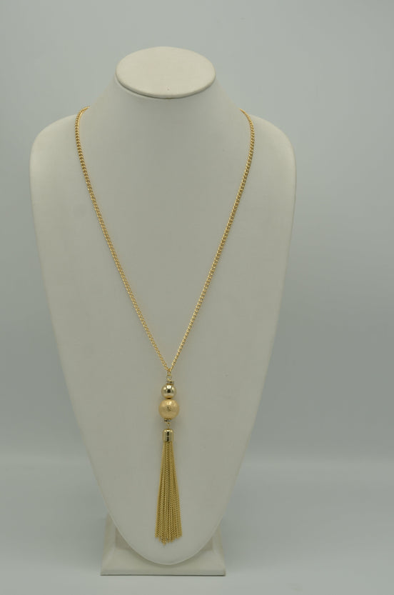 Gold tassel long necklace and earrings set#SQ6708(Q6)