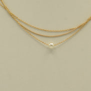 Gold Three-Row Thin Chain Short Necklace –15