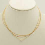 Gold Three-Row Thin Chain Short Necklace –15