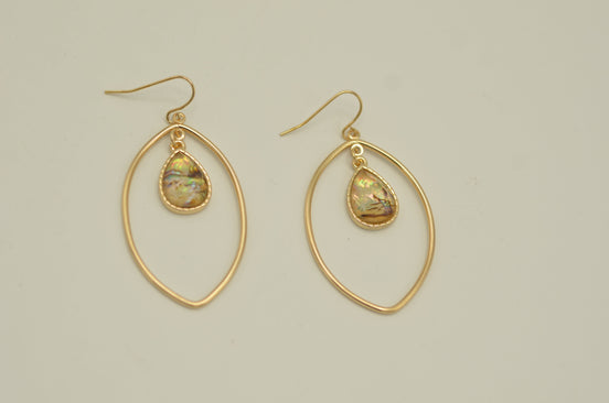 gold abalone teardrop  earrings #SWKK-8472AB (SE10)