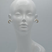 Two Tone Crossover Small Hoop Earrings #(FC21-FD21)