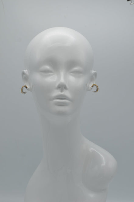 Two Tone Crossover Small Hoop Earrings #(FC21-FD21)