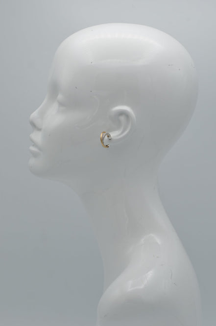 Two Tone Crossover Small Hoop Earrings #(FC21-FD21)
