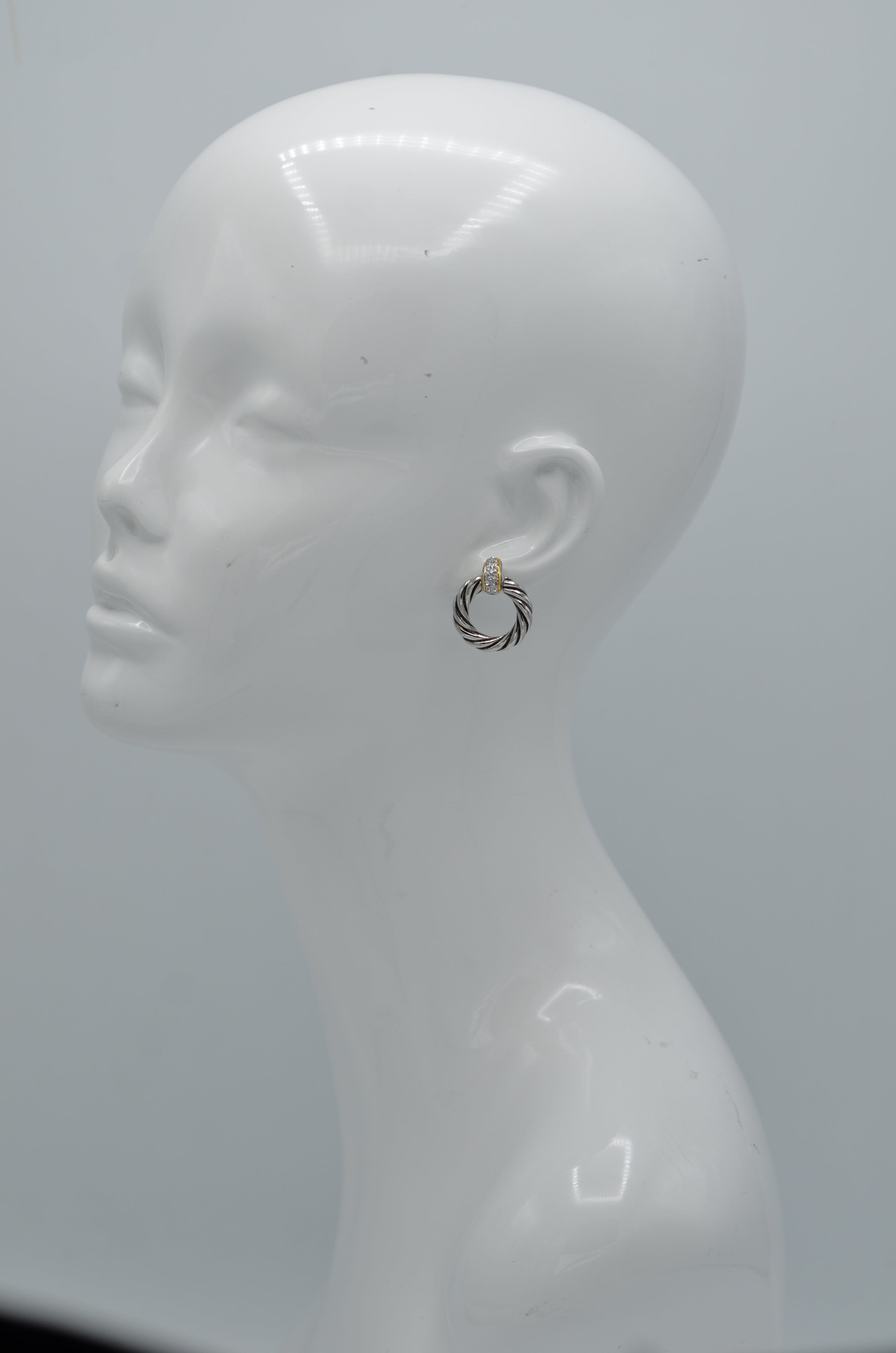 Two Tone crystal earrings #13211ER(FE5)