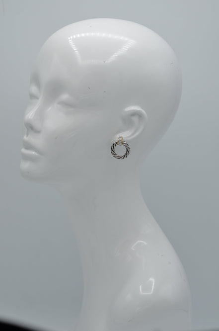 Two Tone crystal earrings #13211ER(FE5)