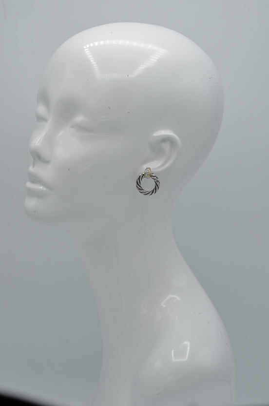 Two Tone crystal earrings #13211ER(FE5)