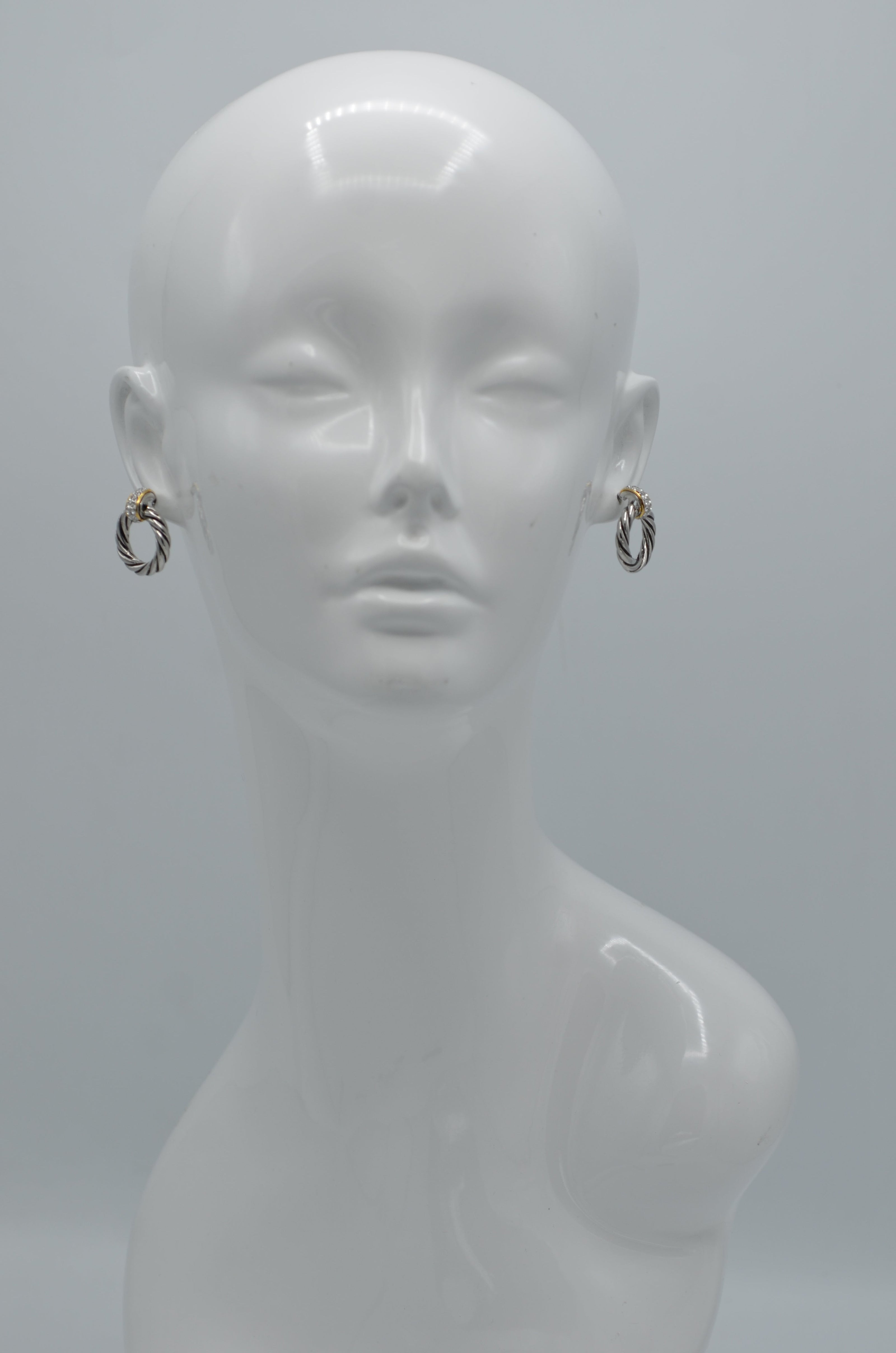 Two Tone crystal earrings #13211ER(FE5)