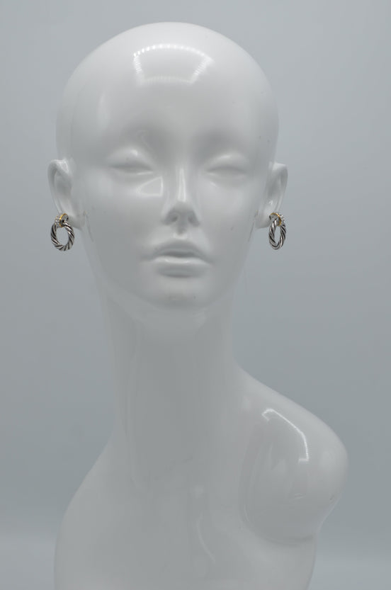 Two Tone crystal earrings #13211ER(FE5)