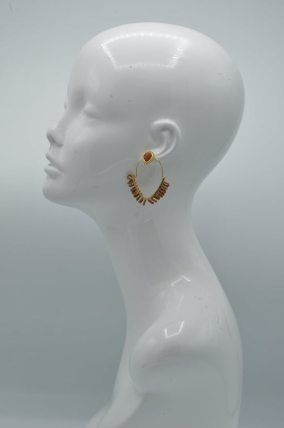 Gold And brown Beads crystal 3 Pairs earrings #ADX0222707( Top of XE19)
