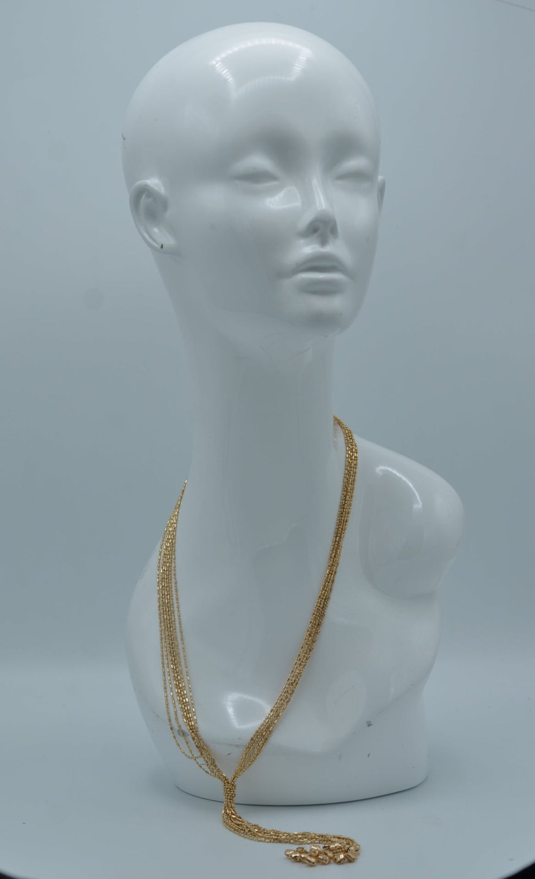 Gold-Tone Metal Bar Ball Chain Multi Layered Tassel Necklaces #HNN84372GLD(LB7)