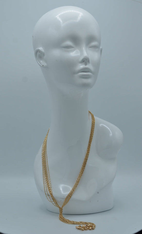 Gold-Tone Metal Bar Ball Chain Multi Layered Tassel Necklaces #HNN84372GLD(LB7)