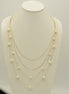 Gold And Cream Pearl Four Row Layer Necklace And Earrings Set #SQWS091251G (HE18)