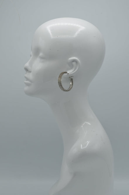 Rhodium Circle hoop earrings #HE49981_RHODIUM