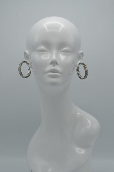 Rhodium Circle hoop earrings #HE49981_RHODIUM