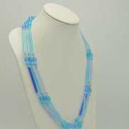 SILVER TURQUOISE AND BLUE BEADS LAYER NECKLACE # FW-N129SB(15FL&28W-B)
