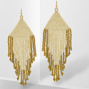 Ivory seed bead tassel earrings#ADX0222681