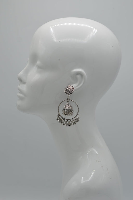 Silver-Tone Metal Indian Jhumka Earrings #GFE6281(GF5)