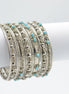 SILVER AND TURQUOISE 18 PCS BANGLE SET#KB00804_S-TURQ (KNA6)