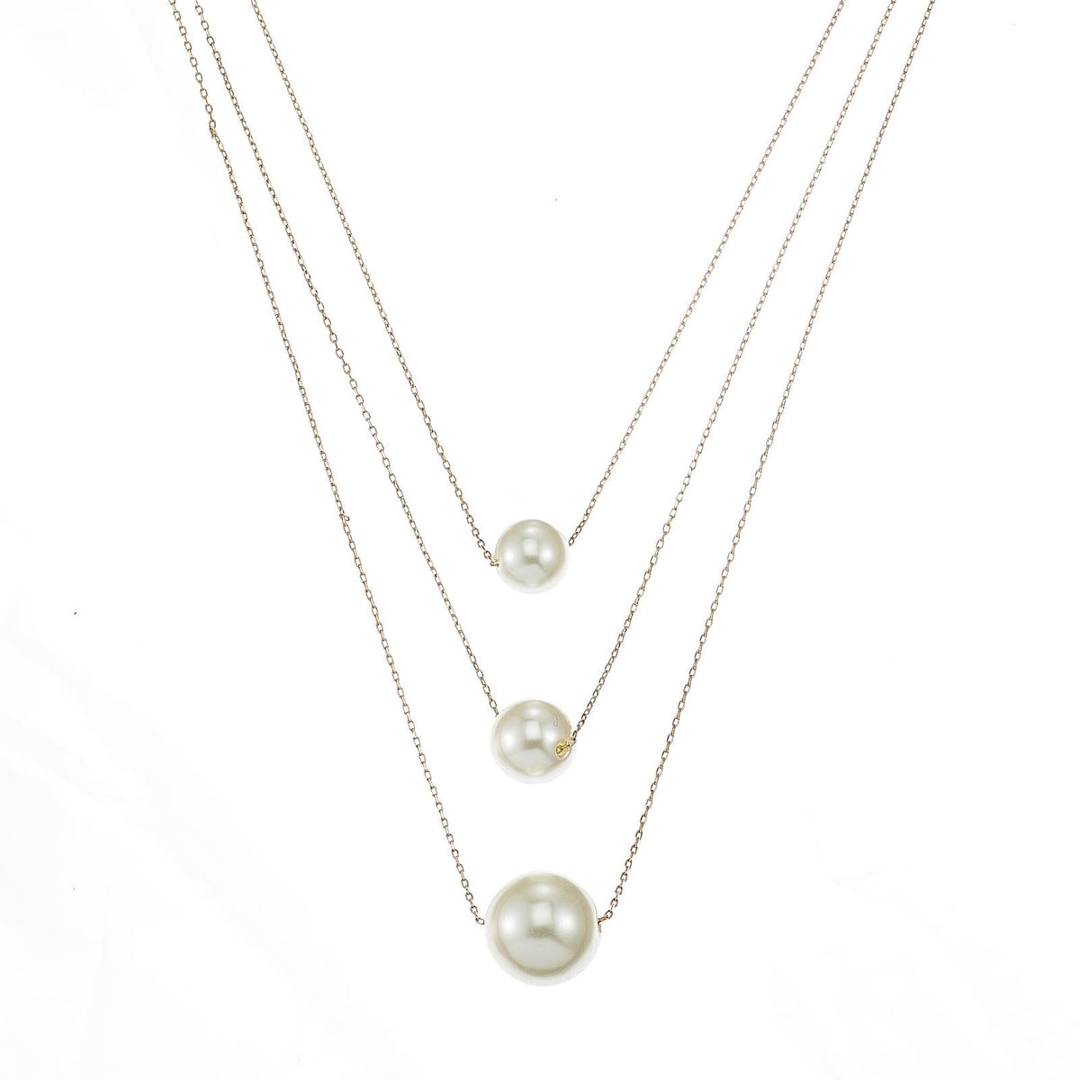SQ300-2642 Pearl three row layered necklace