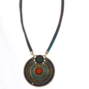 Gold Tribal Fashion Eye Round Color Beads & Enamel Necklace #SC25049_G-BLUE(JB7)