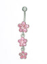 FW-BJ2-S/P Silver pink flower body jewelry