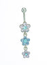 FW-BJ5-S/CLB Silver cry lt.blue flower body jewelry