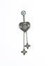 FW-BJ7-S/P Silver pink stone heart with 2 drops body jewelry